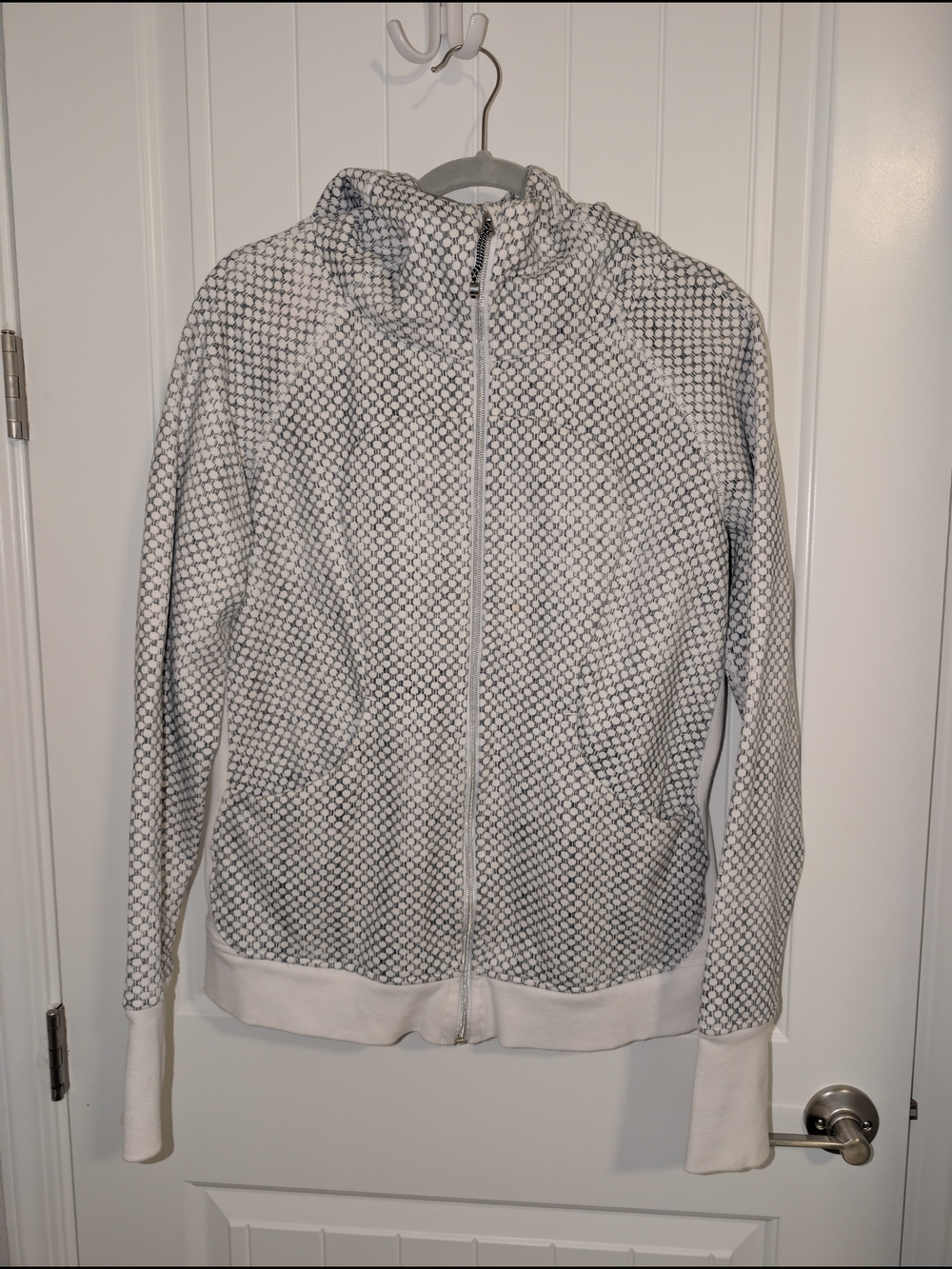 Lululemon White and Gray Patterned Zip-Up Hoodie